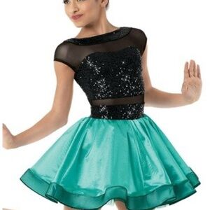 Albert Weiss Black and Teal Sequin Dress